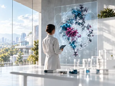Illustrative research visualization with abstract digital detail